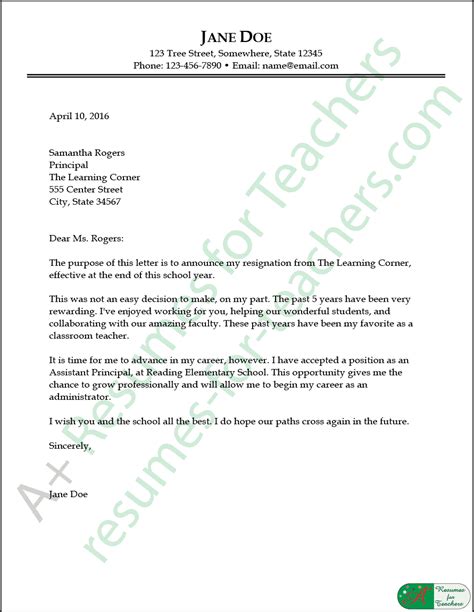 letter  resignation  sample resignation letter