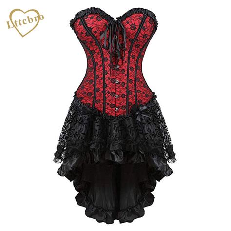 gothic burlesque floral lace corset dress overbust corsets and bustiers