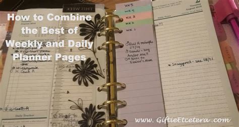 combining daily planner pages   weekly plan giftie etcetera