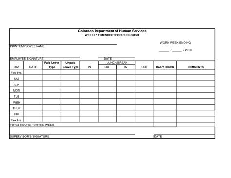 furlough weekly time sheet report card template report card comments
