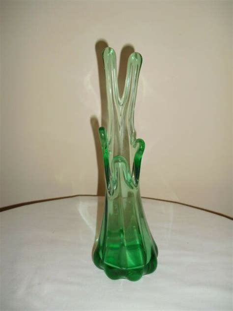 Green Swung Stretch Glass Vase 10 Tall Vintage Ebay