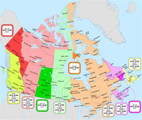 canada time zones map canada time zones  provinces cities images