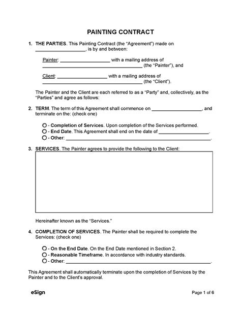 painting contract template  word