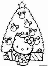 Kitty Hello Coloring Christmas Tree Pages Printable Print Color Prints Book sketch template