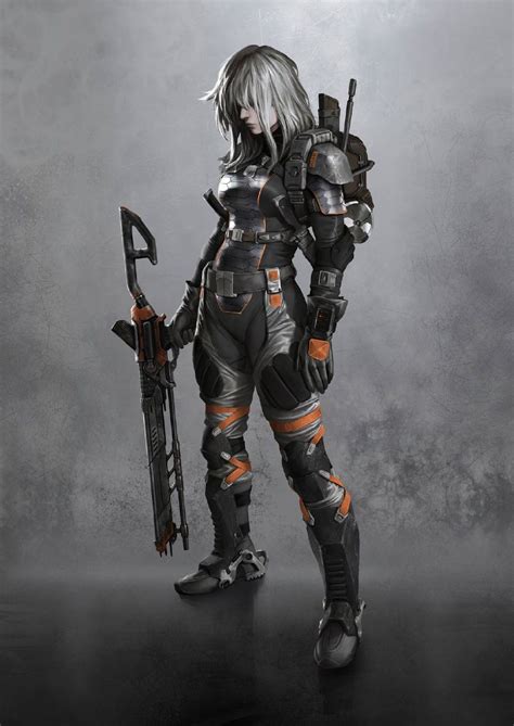 Female Soldier Futuristic Fighter Warrior Android Cyborg