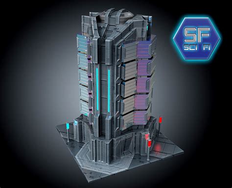 3d sci fi futuristic building
