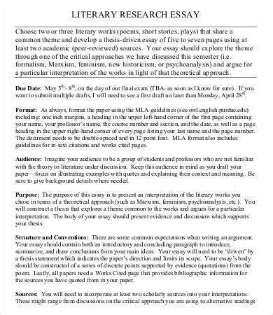 literary essay templates  word google docs apple pages