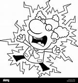 Illustration Scientist Electrocuted Mad Alamy Being Cartoon sketch template