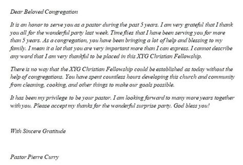 pastor appreciation letter  congregation   room surfcom