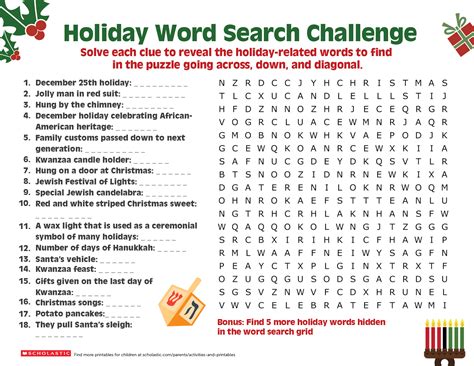 happy holiday word search worksheets printables scholastic