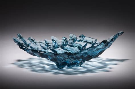 Small Sapphire Blue Water Bowl By Hudson Beach Glass Art Glass Bowl