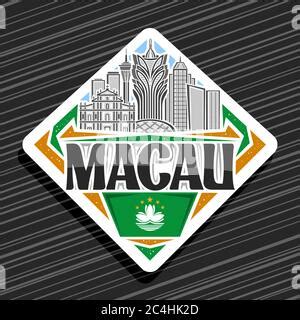 vector logo  macau white decorative sticker  outline illustration  modern macau city