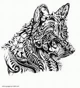 Coloring Pages Adults German Shepherd Print Printable Animal Adult Colouring Look Other sketch template