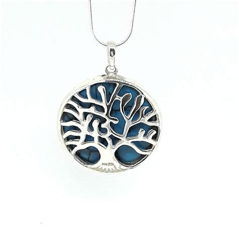 turquoise silver tree  life pendant asd jewellers