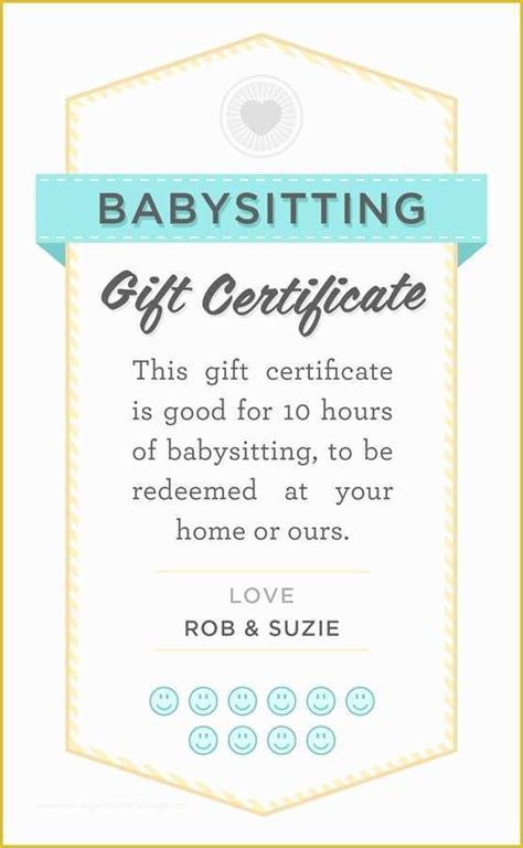 babysitting coupon template  babysitter date night printable