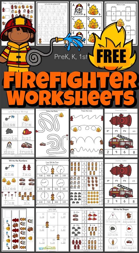 printable firefighter coloring page set
