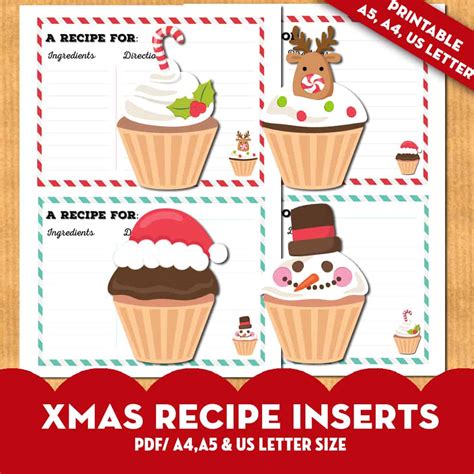printable christmas recipe cards lovely planner