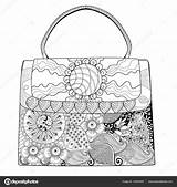 Handbag Coloring Purse Pages Template Bag Adults sketch template