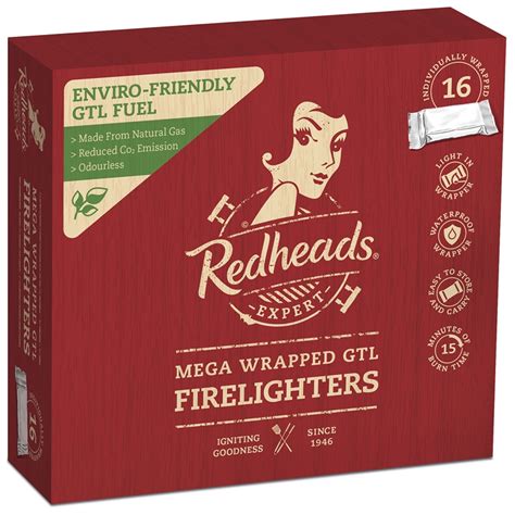 Redheads Gtl Mega Wrapped Firelighter 16 Pack Bunnings Warehouse