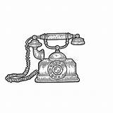 Gammal Roterande Dial Rotary Telefon Booth Illustrationen Skissar Vektorn Illustrationer sketch template