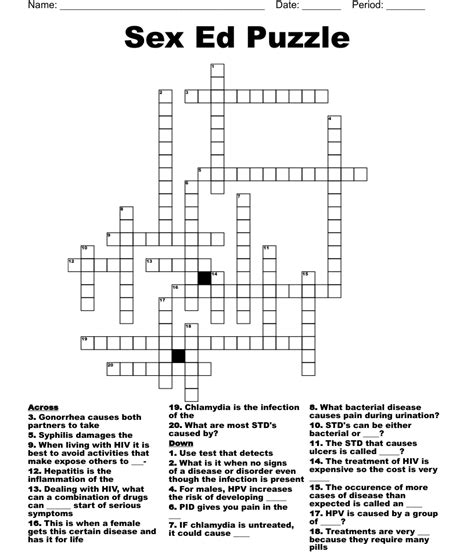 Sex Ed Puzzle Crossword Wordmint