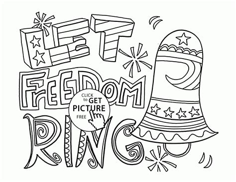 freedom ring   july coloring page  kids coloring pages
