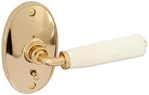 gainsborough leverline genuine white porcelain polished brass hall closet  locking lever