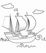 Sailing Ship Coloring Preview Illustration sketch template