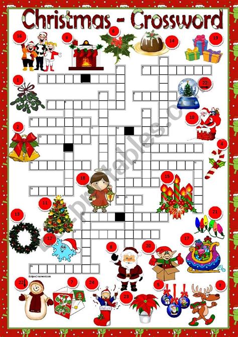 christmas crossword esl worksheet  macomabi