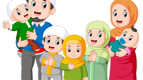 Gambar Orang Tua Dan Anak Kartun Muslim