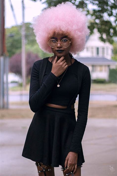 Love The Pink Afro Curly Hair Styles Afro Goth