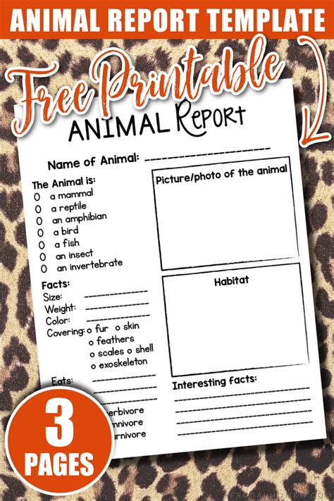 printable animal report template  kids frugal mom eh