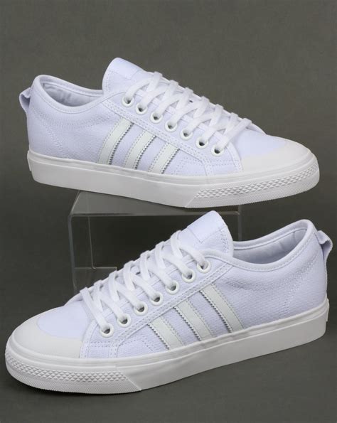 adidas nizza canvas trainers white lightweight  casual classics