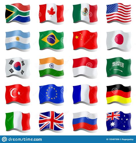 flags   countries isolated  white background stock illustration