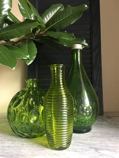 Green Bottle Vintage Vases And Bottle Collection Etsy Green Bottle