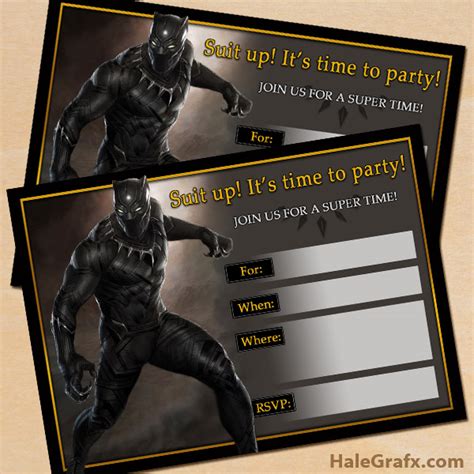 printable marvel black panther party invitation
