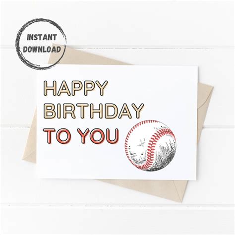 baseball birthday card printable greeting card digital etsy