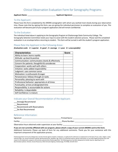 clinical observation forms   ms word