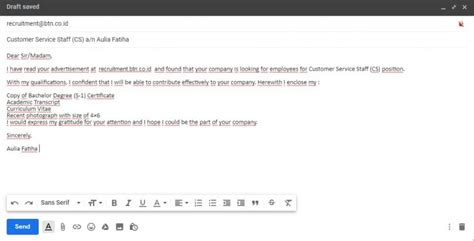 mengirim file lamaran kerja lewat email contoh suratku