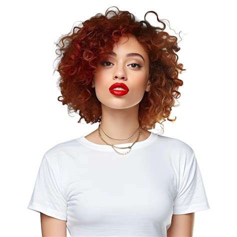 Premium Photo A Woman With Curly Red Hair And Red Lipstick