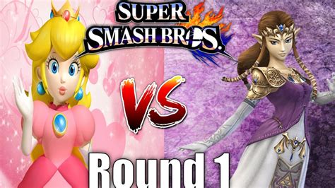 princess peach vs princess zelda super smash bros amiibo tournament round 1 youtube