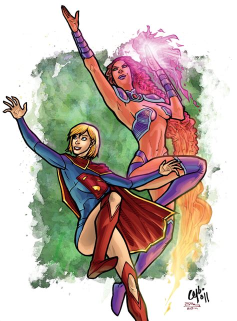 supergirl and starfire colored by thecreatorhd on deviantart