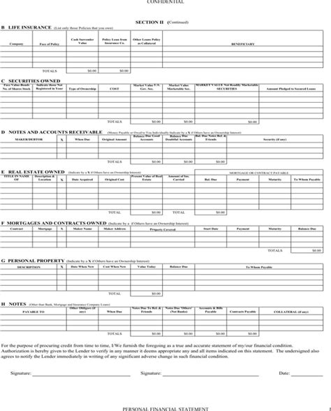 blank financial statement   page  formtemplate
