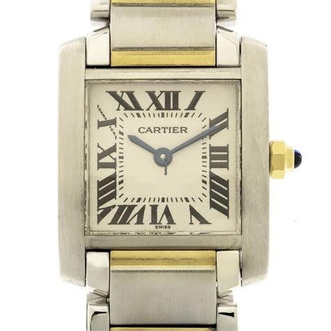 cartier tank francaise gold steel ref     sale   trusted seller  chrono