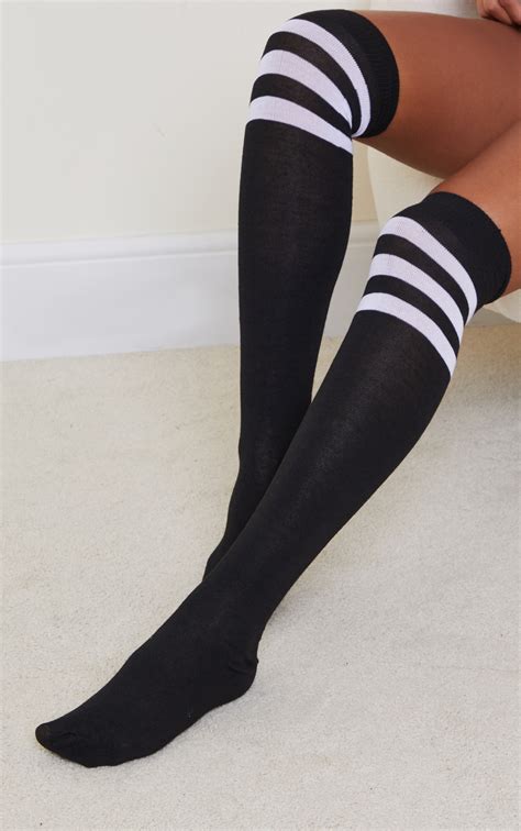 black knee high referee socks accessories prettylittlething aus