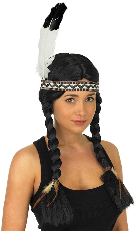 ladies indian squaw wig accessory for wild west fancy dress adults