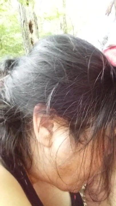 cheating latina wife sucking cock in woods at rest area