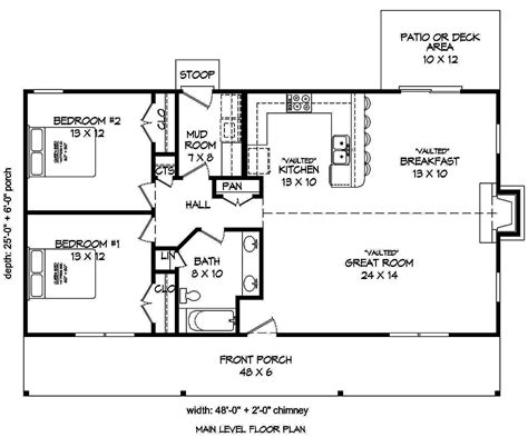 bedroom cottage house plan  sq ft cabin style plan