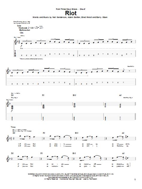 Riot By Three Days Grace Guitar Tab Guitar Instructor