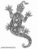 Coloring Janelle Lizard Zentangle Pages Adult Ink Traditional Lagarto Bristol sketch template